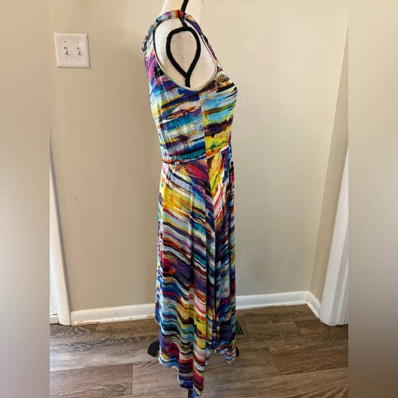 Neiman Marcus abstract striped colorful maxi dress SZ S/M - Picture 2 of 14
